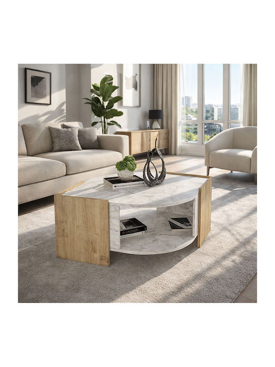 Στρογγυλό Κεντρικό Τραπεζάκι Marbel Ξύλινο Sapphire Oak Μ75xΠ75xΥ40εκ.