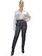 Women's High-waisted Fabric Trousers Checked Black, Grey, Red