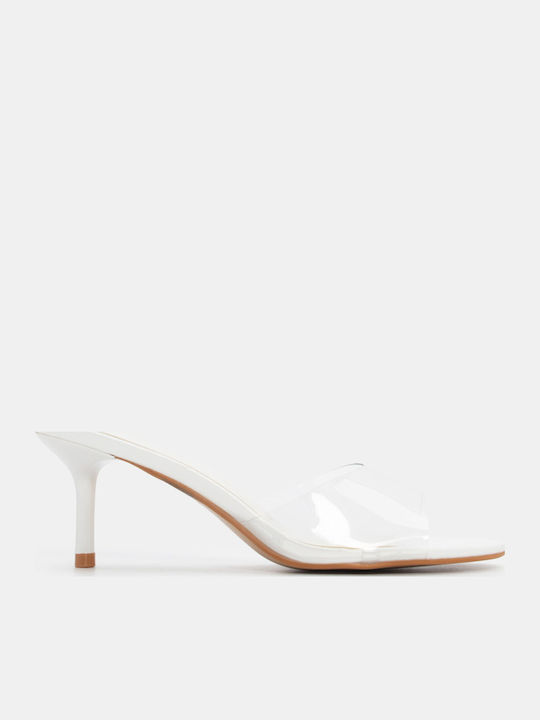 Luigi Mules with Thin High Heel in White Color