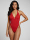 String Bodysuit with Open Back Red