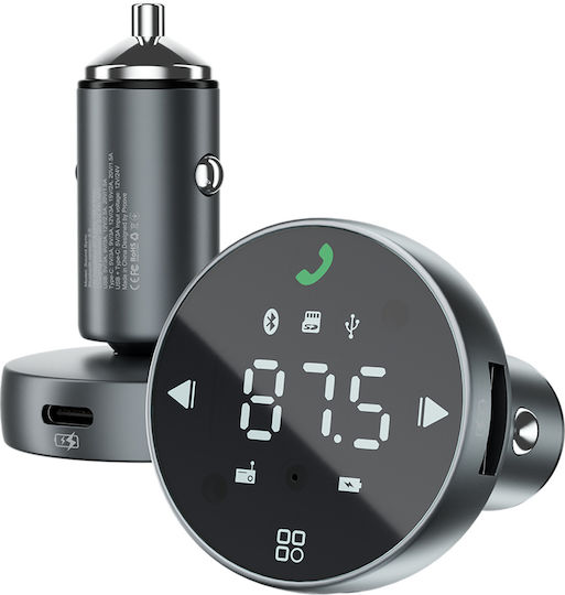 Proove Car Charger Fm Modulator Fmss30110003 Touch Screen Usb Type-c U-disk Tf Bluetooth 5.0 30w Grey