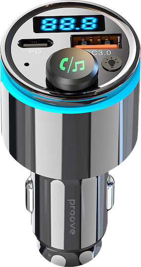 Proove Car Charger Fm Modulator Fmnx30110001 Usb Type-c U-disk Tf Bluetooth 5.3 Fast Charge 30w Led Black