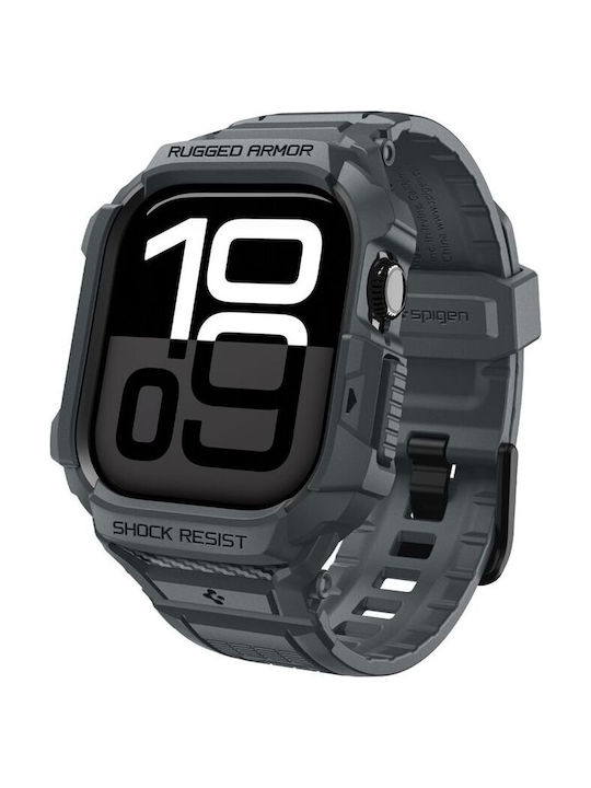 Spigen Rugged Armor Pro 2 Carcasă de Silicon în culoarea Gri pentru Apple Watch 11 46mm Spigen Rugged Armor Pro 2 Carcasă de Silicon în culoarea Gri pentru Apple Watch 11 46mm