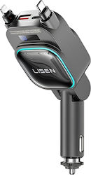 Lisen Car Charger with Ports 1xUSB-A 1xType-C and Cable Type-C / Lightning Lisen Car Charger with Ports 1xUSB-A 1xType-C and Cable Type-C / Lightning