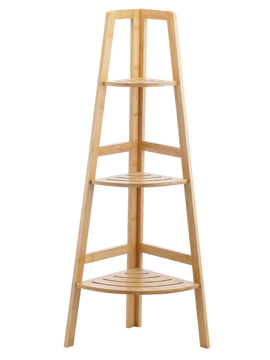 Estia Essential Γωνιακή Επιδαπέδια Ραφιέρα Μπάνιου Bamboo με 3 Ράφια 31.9x15.3x103cm Μπεζ