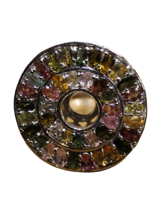 Silver Ring Natural Tourmalines R19 Silver Ring Natural Tourmalines R19