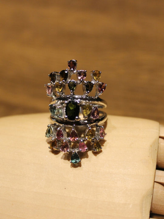 Natürlicher Tourmalin Diopsid Ring R15.5