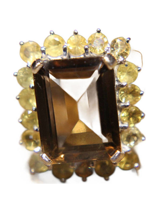 Natural Quartz Yellow Sapphires Ring Size 13