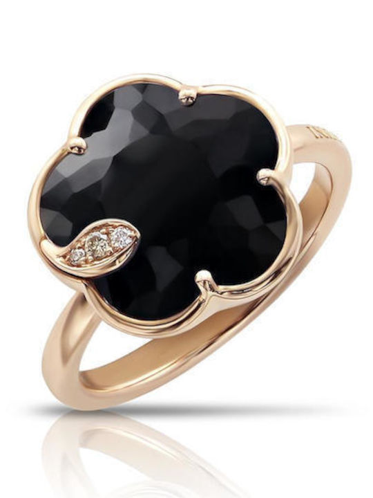 PASQUALE BRUNI Petit Joli Ring in 18K Rose Gold with Onyx and Diamonds 14mm