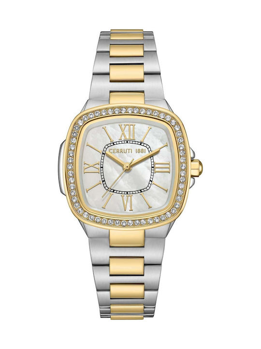 Cerruti Crystals Two Tone Ceas de Damă cu Auriu Brățară Metalică