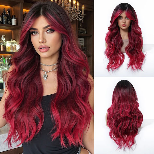 Animis Beauty Wig with Synthetic Hair in Red Color 65cm
