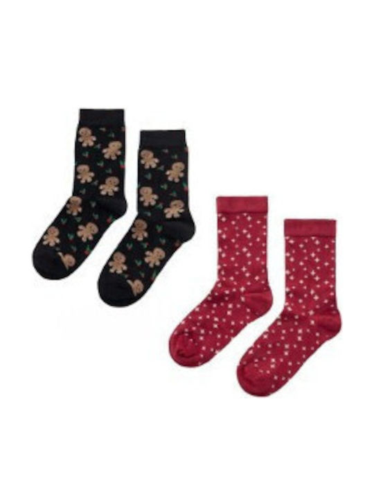 Walk Bamboo Damen Weihnachtssocken Black/Red 2Pack