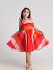 Children's Dress Sleeveless Striped Scarlet