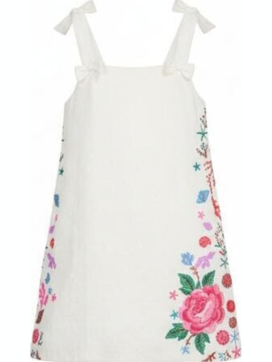 Children's Dress Sleeveless with Sequins White