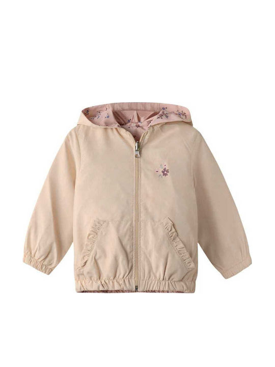 Kids' Casual Jacket Double Sided with Hood Beige-pink