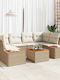 Garden & Outdoor Furniture Set Living Room 6 Pieces Beige with Pillows