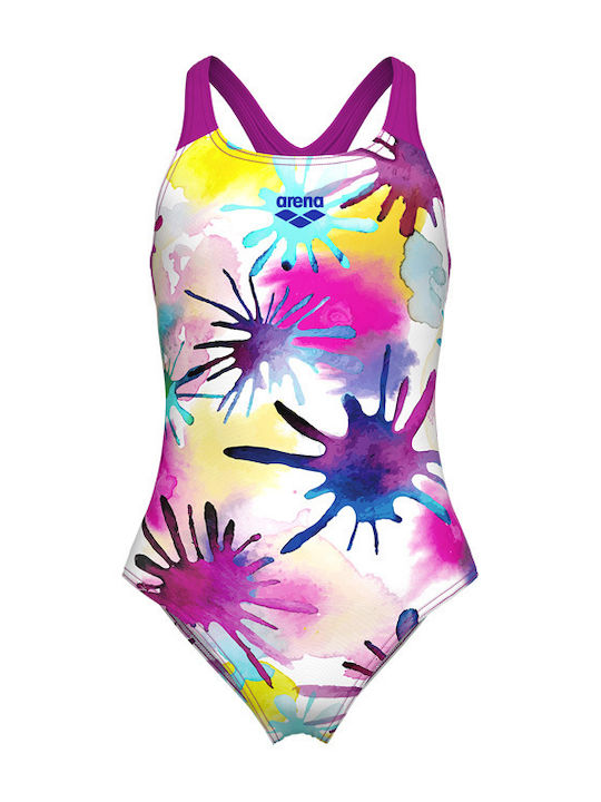 Arena Kids Swimwear One-Piece White Multi-very Fuchsia