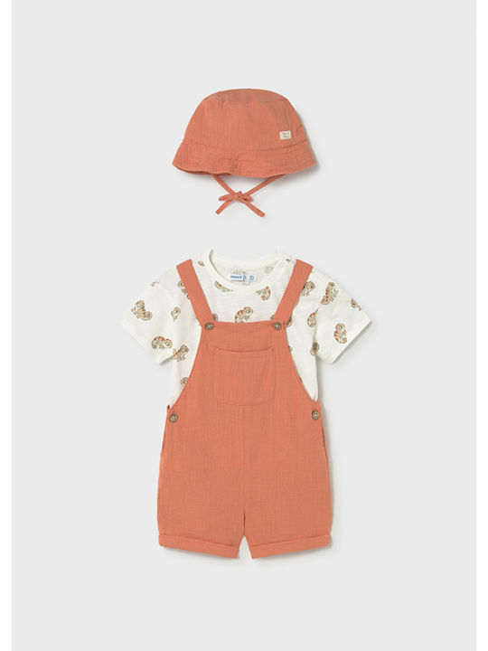 Kids Set With Dungarees Summer 3 Pieces Orange