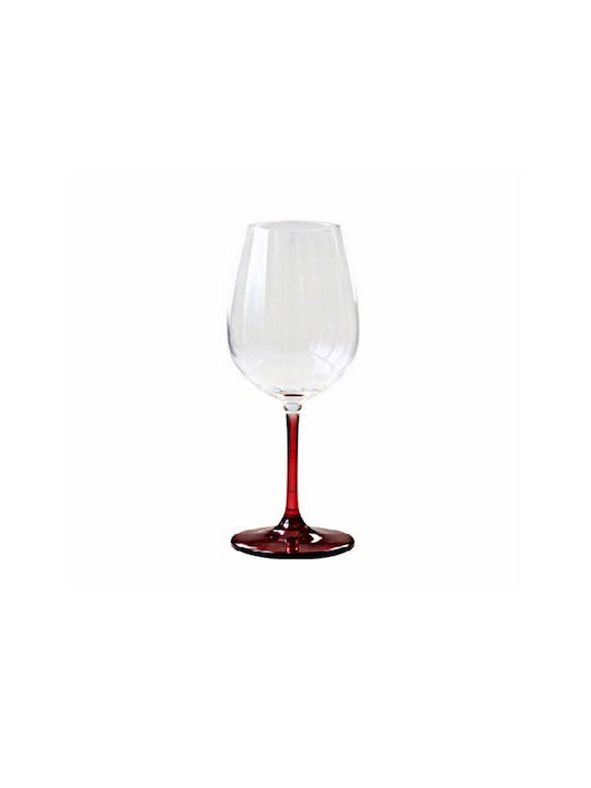 Domumart Set de pahare pentru Vin Alb din Cristal în Culoarea Roșu Cu picior 450ml 6buc