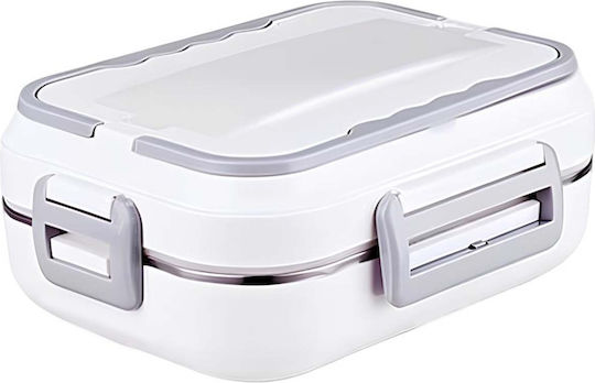 Avizar Portable 1.5l Electric Food Warmer Compartmentalized Stainless Steel Tray Grey