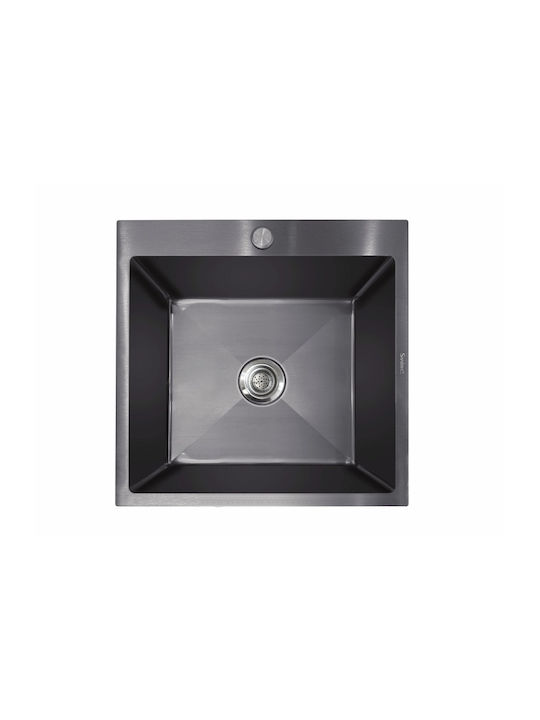 Sanitec Επικαθήμενος Νεροχύτης Inox Μ50xΠ50cm Μαύρος