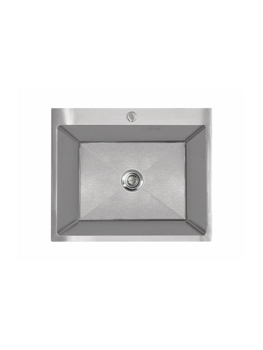 Sanitec Επικαθήμενος Νεροχύτης Inox Σατινέ Μ50xΠ50cm Γκρι