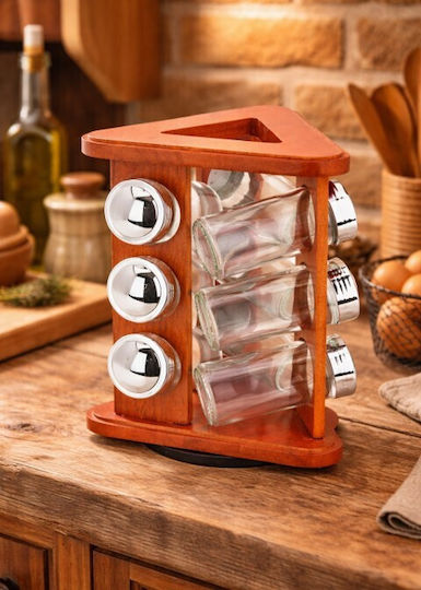 Galifas Glass Tabletop Rotating Spice Rack 9pcs