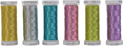 Set De Fire De Broderie 6 Bobine 180 M Culori Metalice De Bază