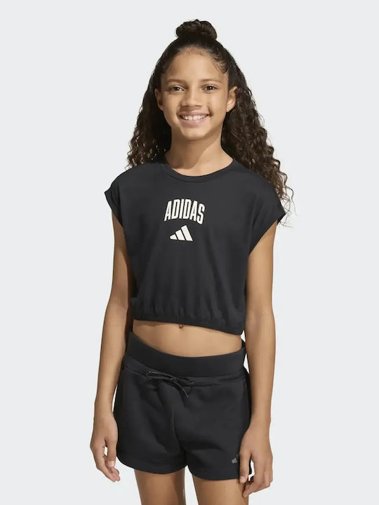 Παιδικό Crop Top Αμάνικο Black/off White