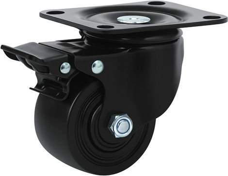 Heavy Duty Swivel Wheel Finetto Black Ø75mm Height 105mm 180kg Yes