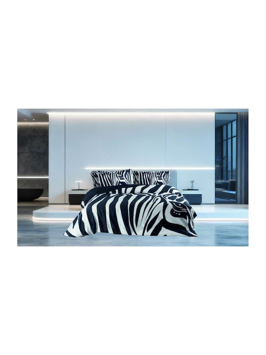 Makis Tselios Home Set Coverlet Queen Size Cotton Satin Zebra 240x250cm 3pcs