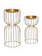 A-s Set of Candle Holders Metal suitable for Tealights in Gold Color 2pcs