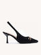 Μαύρες Γόβες Slingback Μεταλλική Λεπτομέρεια