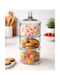 Galifas General Use Glass Jar with Lid Transparent 14x14x38cm 1 Pieces