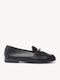 Μαύρα Leather Loafers Μεταλλικό Κρίκο Χαμηλή Σόλα