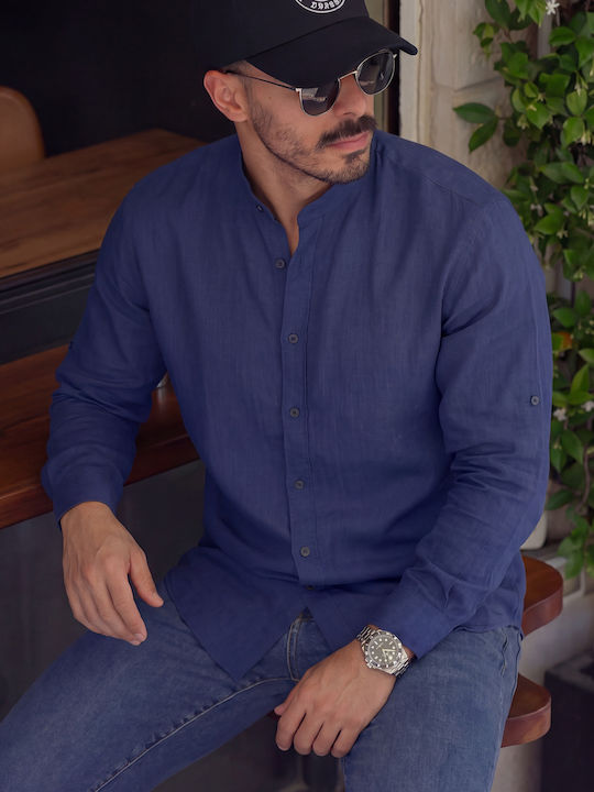 Panda Clothing Μακρυμάνικo Λινό Πουκάμισο σε Κα...