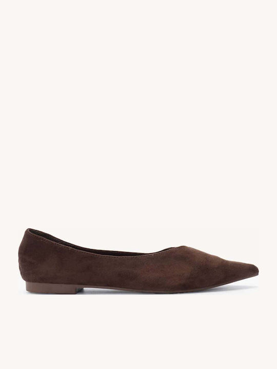 Braune Klassische Spitz zulaufende Damen Baller...