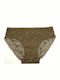 Damen Slip mit Spitze Olive