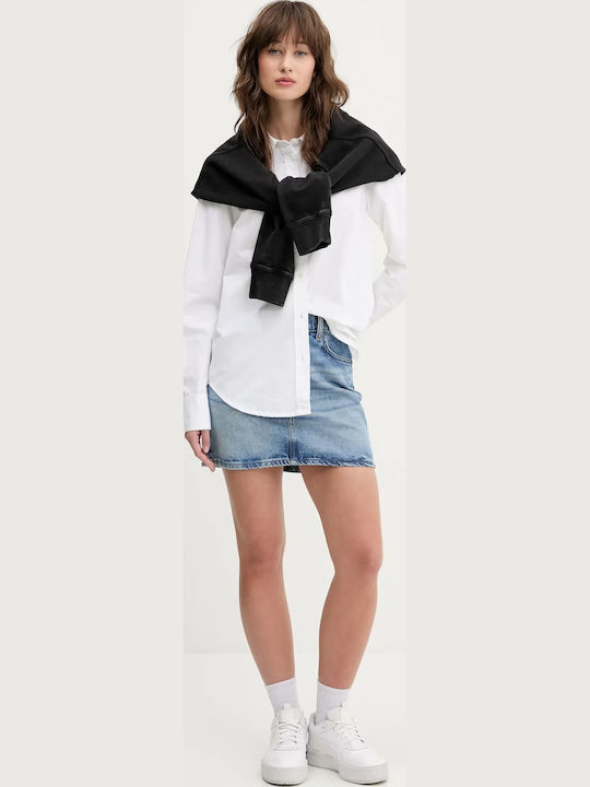 Women's Denim Long Sleeve Shirt White