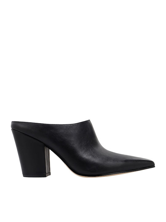 Amini Mules with Chunky High Heel in Black Color