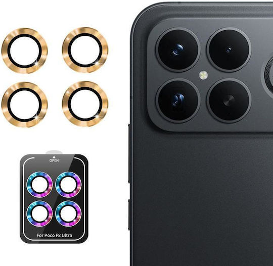 Xiaomi Poco F8 Ultra Enkay Hat-prince 9h Rear Camera Lens Aluminium Alloy Tempered Glass Film Golden