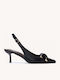 Μαύρες Μυτερές Γόβες Slingback Λεπτό Τακούνι