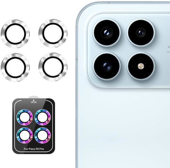 Xiaomi Poco F8 Pro Enkay Hat-prince 9h Rear Camera Lens Aluminium Alloy Tempered Glass Film Silver