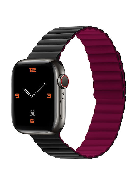 XO Каишка Apple Watch 38 40 41mm Силикон Магнитно Черно Червено