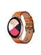 Samsung Galaxy Watch Active 20mm Sx Connector Metal Button Switch Leather Watch Band Brown