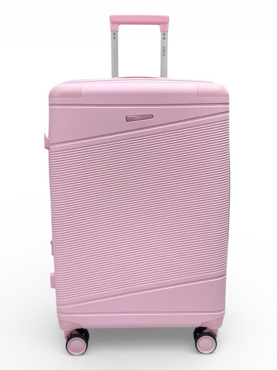 Olia Home Large Pink Suitcase With 4 Wheels Height 75cm