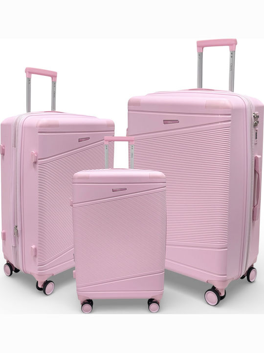 Olia Home Hard Pink Travel Suitcases with 4 Wheels Set of 3 Pieces