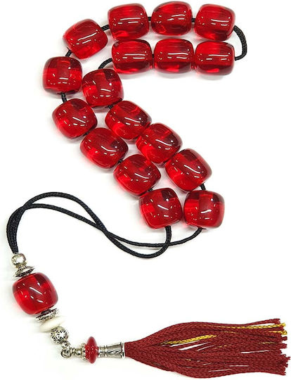 Roloi Komboloi Resin Worry Beads with 17 Beads Red 34cm