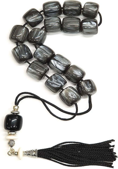 Roloi Komboloi Resin Worry Beads with 17 Beads Gray 33cm