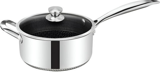 Cheffinger 24cm Non-stick Honeycomb Coated Saucepan Lid Silver Cheffinger 24cm Non-stick Honeycomb Coated Saucepan Lid Silver